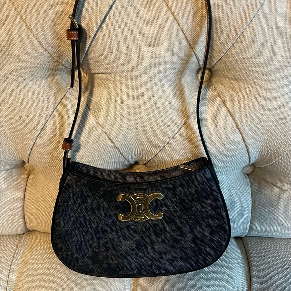 Celine medium Tilly bag in triomphe canvas and calfskin